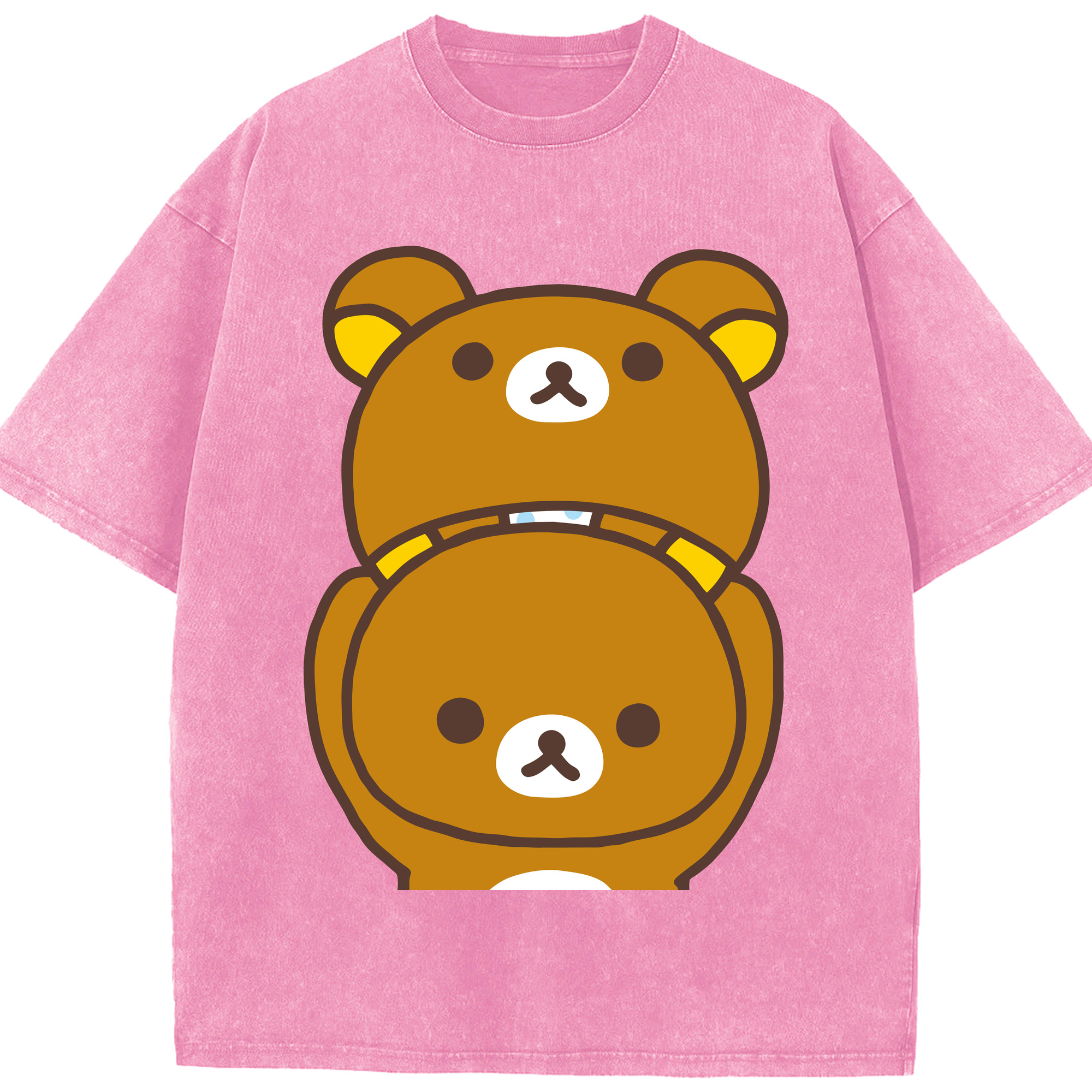 （画像用） リラックマ リラックマ キイロイトリ Rilakkuma Korilakkuma Kiiroitori 綿100% ヴィンテージ風 半袖Tシャツ（フロントプリント）